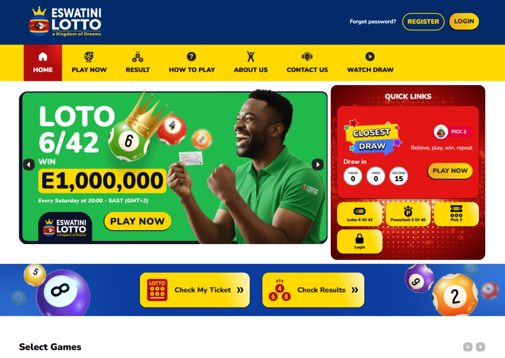 LOTO 6/42 web lottery player with jackpot