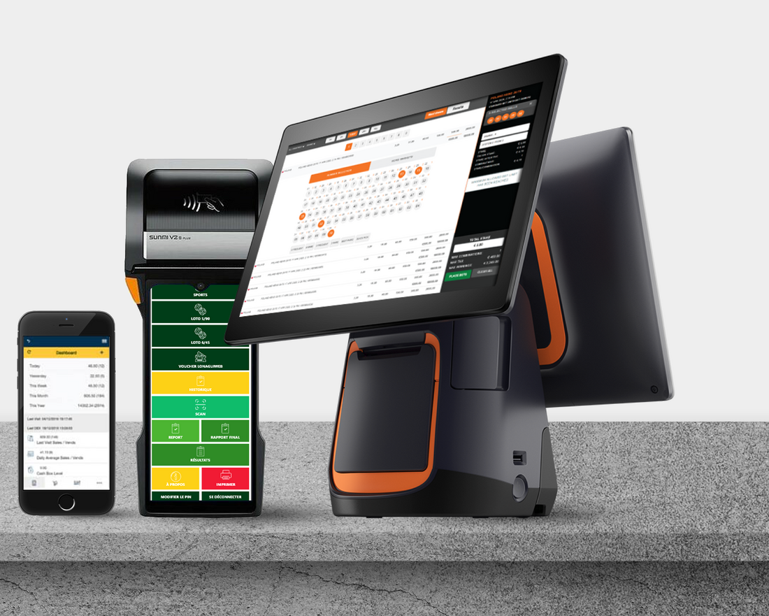 LottoCore POS terminals with desktop and mobile lottery apps